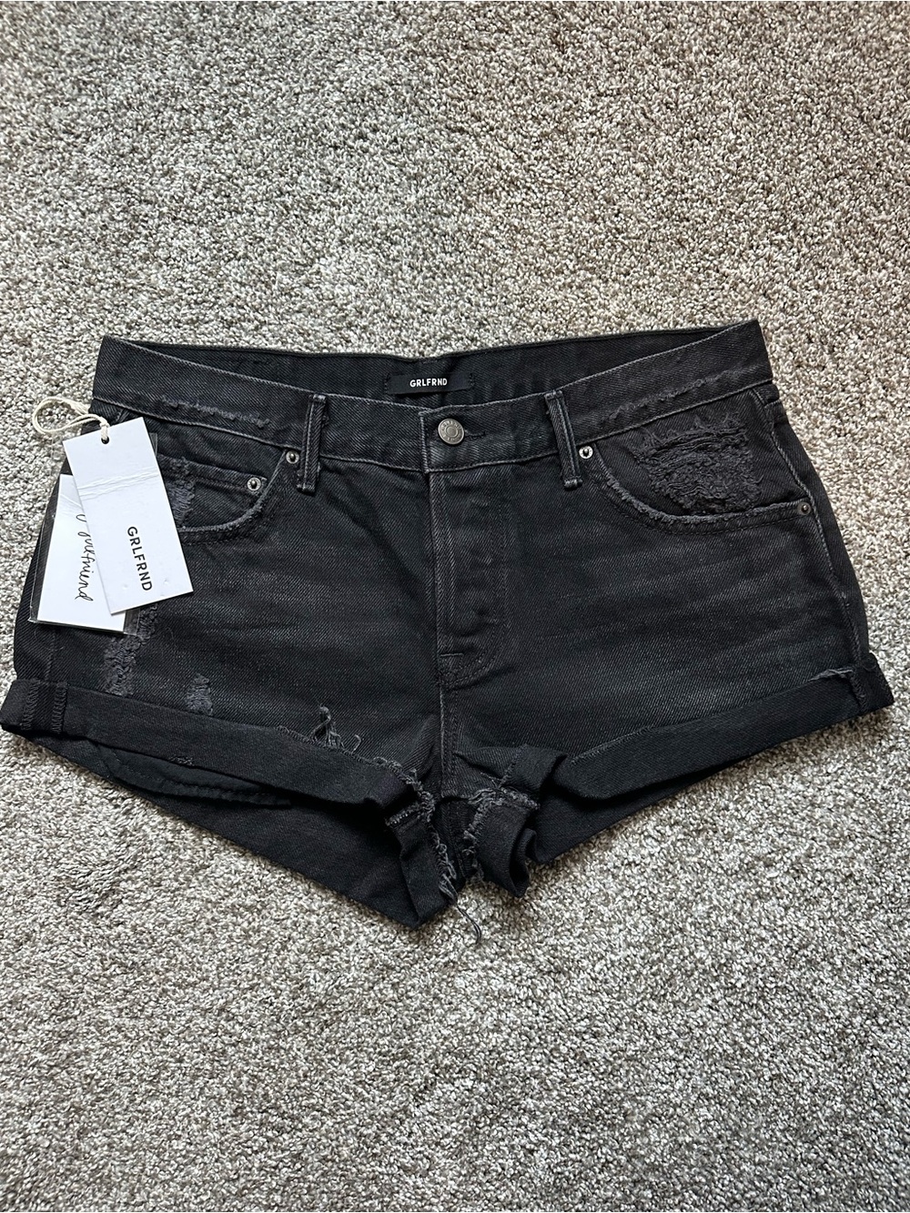 GRLFRND Black Denim Shorts Size 27 - NWT